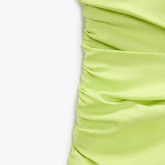NEW ZARA TRAFALUC LIME GREEN ASYMMETRIC COCKTAIL PARTY MINI DRESS SZ XS (NWOT) - Picture 11 of 12